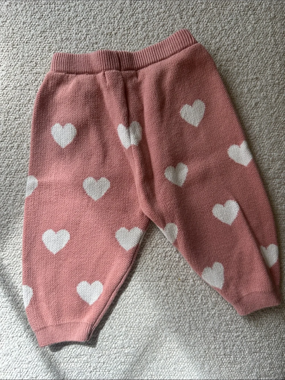Quincy Mae Pink & White Heart Knit Sweater + Pant